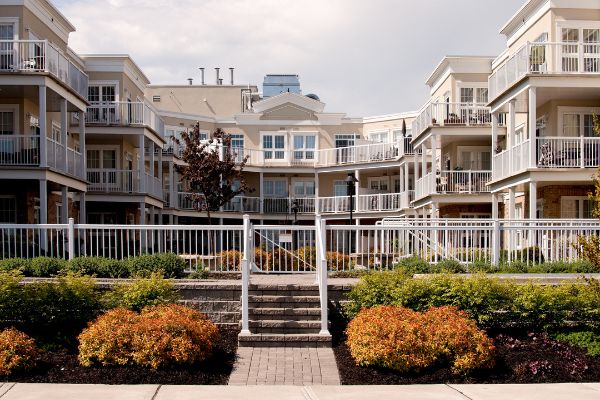 An apartment complex with balconies